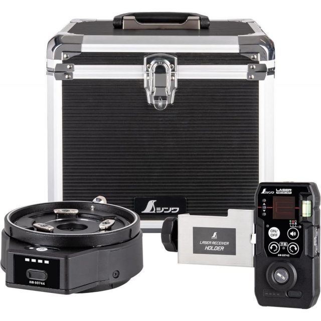 シンワ測定 自動追尾回転台 受光器セット LEXIA レッド用アルミケース付 レーザー 測量 測量用品 測量機器 工事 工具