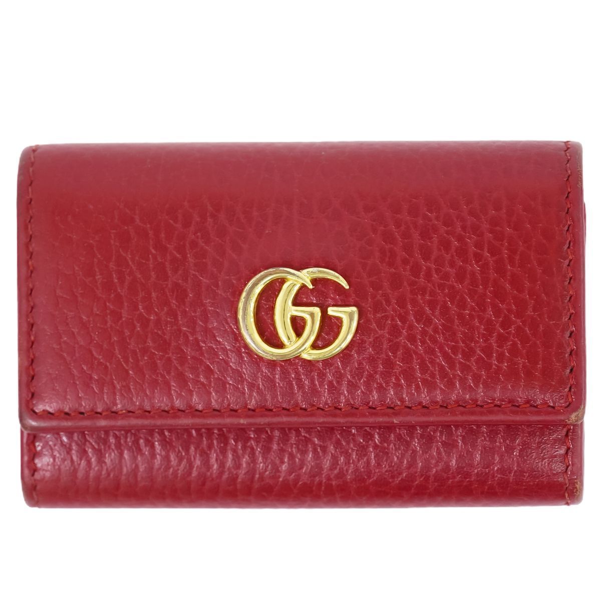 グッチ GUCCI GGマーモント キーケース 6連 レザー レッド 456118 雑貨