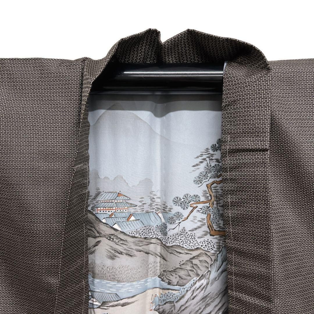 平和屋着物○男性 紬 アンサンブル 120亀甲 総詰め キングサイズ 正絹