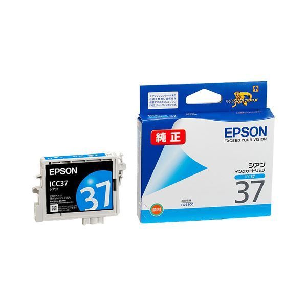 （まとめ） エプソン EPSON インクカートリッジ シアン ICC37 1個 