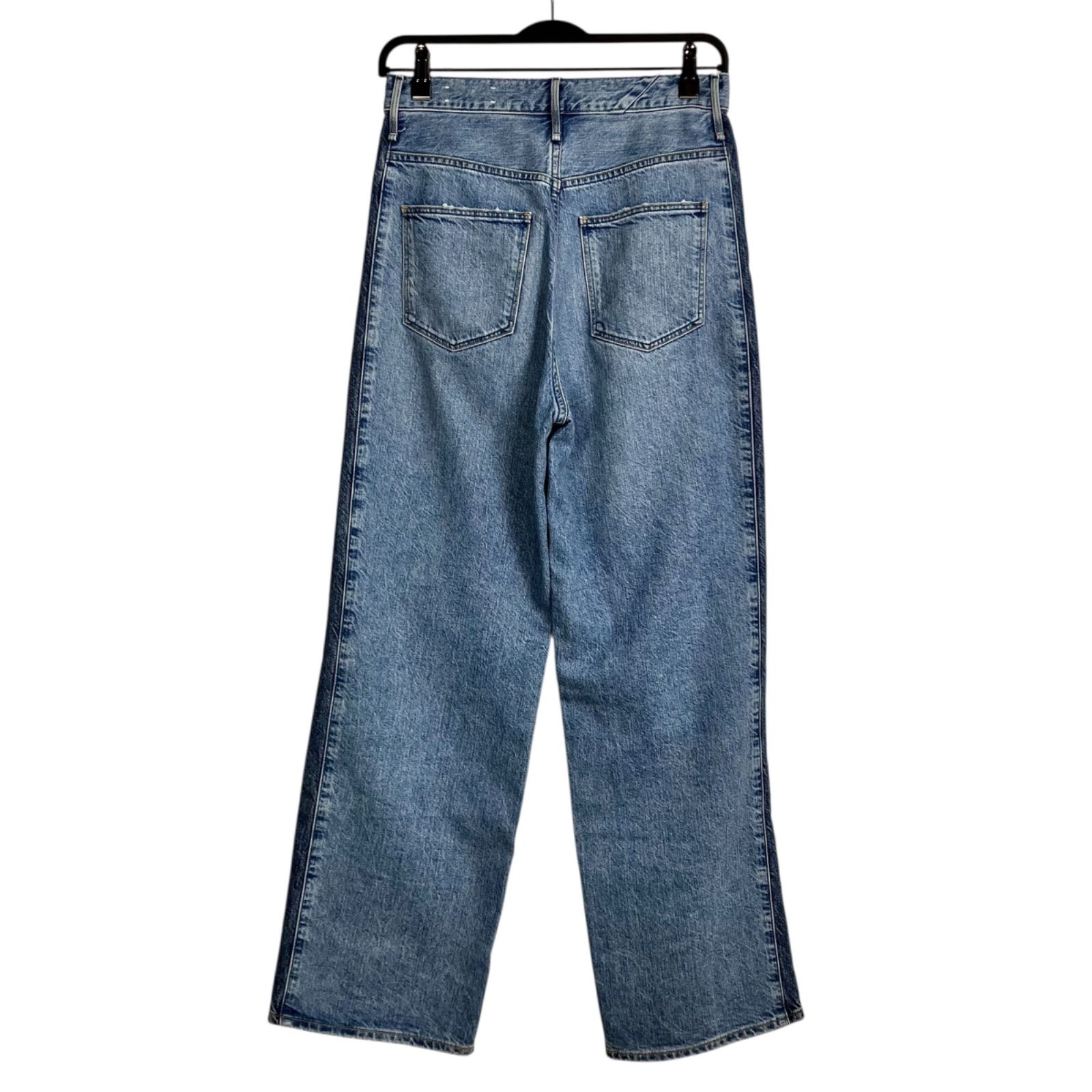 upper hights THE NIECE 24 FLOW SIDESTRIPE ライトブルー 水色 アッパーハイツ コットン ハイライズ ストレート デニムパンツ 188209702FSS