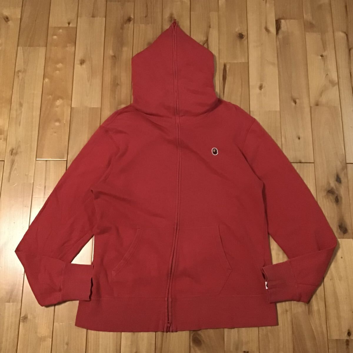 ☆XL☆ カレッジロゴ フルジップ パーカー Red a bathing ape BAPE 