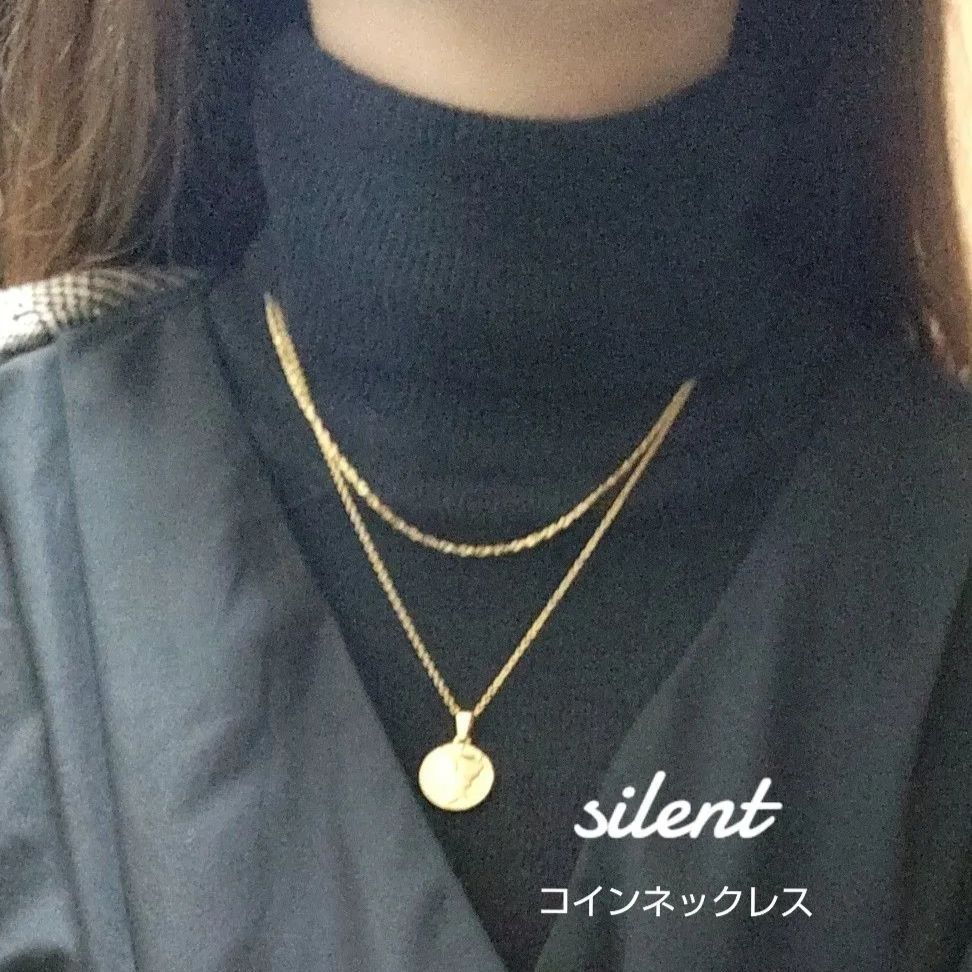 silent 川口春奈さん風 コインネックレス ステンレス製 - Silky