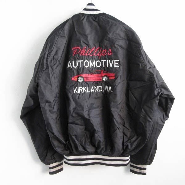 80s-90s USA製 シボレーコルベットC4 刺繍 ナイロンスタジャン黒 L 90s