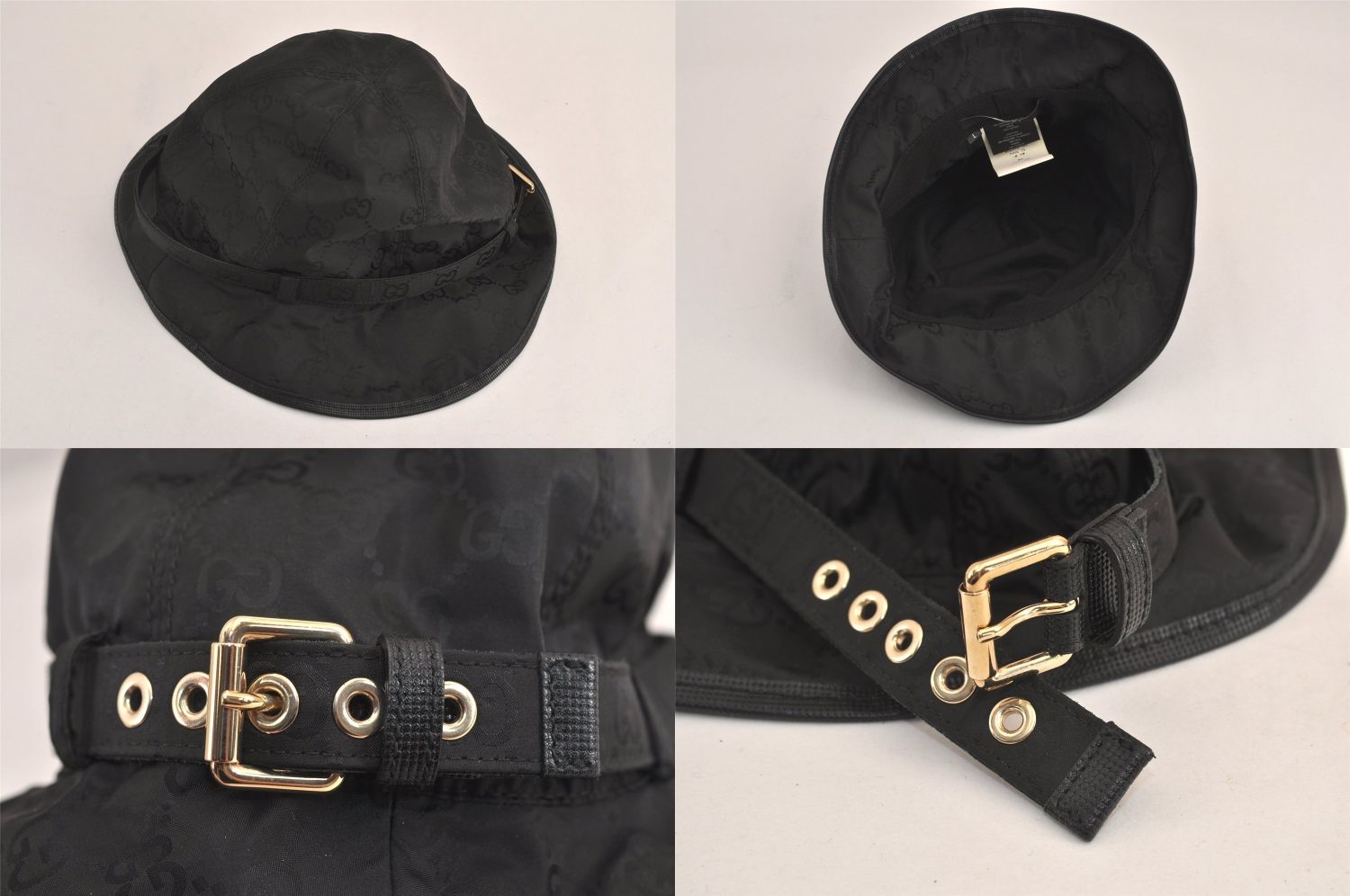 GUCCI グッチ ヴィンテージ バケットハット GGナイロン レザー