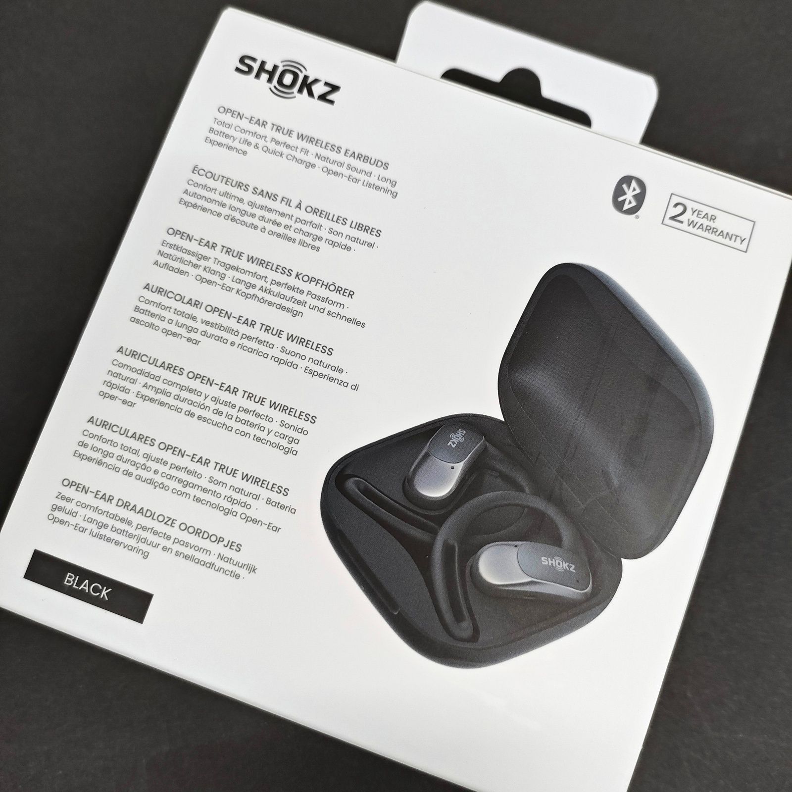 SHOKZ OPENFIT AIR black ワイヤレスイヤホン 箱・付属品有 SHOKZ OpenFit Air SE オープンイヤー型 イヤホン Bluetooth5.2