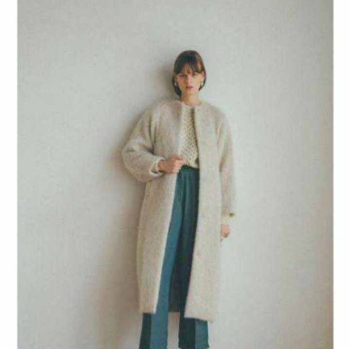 HERMES エルメス スウェード ノーカラーカーディガン HERMES エルメス スウェード ノーカラーカーディガン 良品