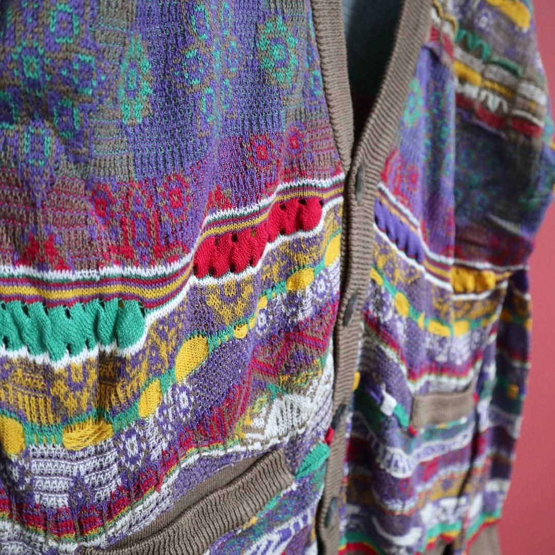 スペシャル】coogi 原色系 立体構造 編込み 3Dニット カーディガン 