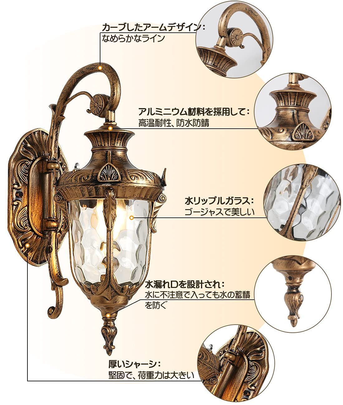 yiteng レトロ ウォールランプ ウォールランプ 屋外 防雨型 防湿型 LED対応 ポーチライト ブラケットライト 壁付け照明 玄関ライト アンティーク調 工業北欧風 ヨーロピアンスタイル ホテル リビング おしゃれ E27 220V 電球は別 OLIVEOS_COM_TR