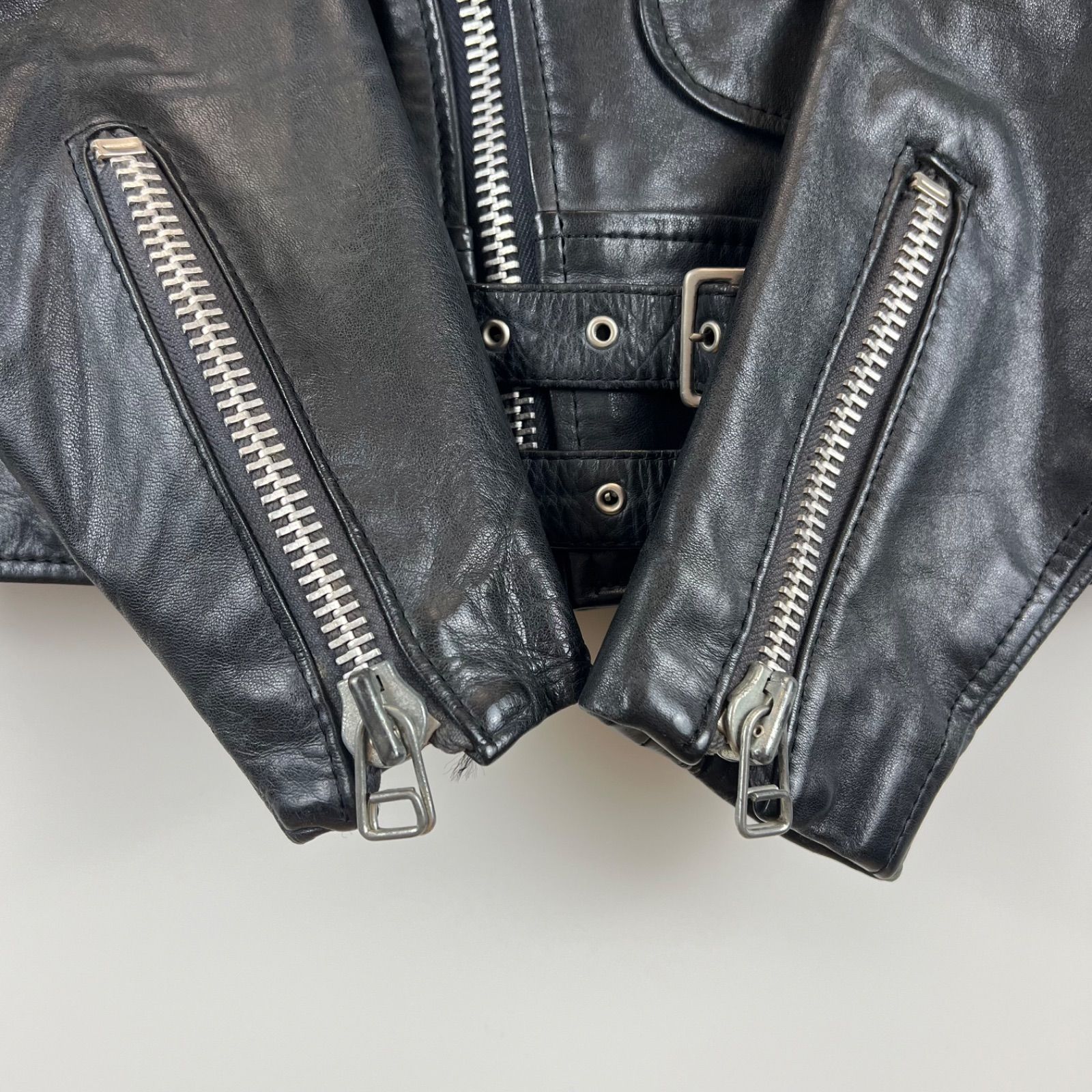 VINTAGE 80s VTG Leather double riders jacket LL XL ヴィンテージ