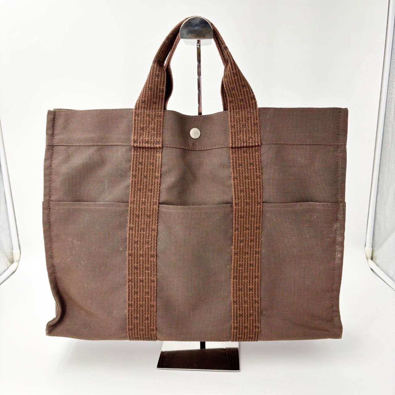 エルメス エールライン トートMM ユニセックス トートバッグ ナイロンキャンバス ショコラ ブラウン 100951M 1215