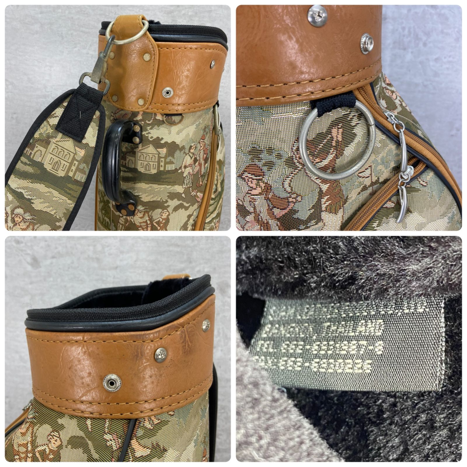 ビンテージ デザイン ゴルフ キャディバッグ カート式 約8型 20cm 2.9