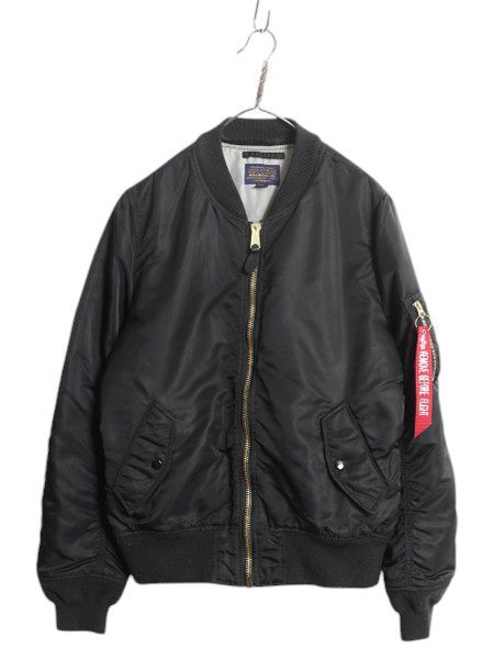 【お得なクーポン配布中!】 ALPHA INDUSTRIES 社製 MA-1 フライト ジャケット メンズ M / 古着 民間 ボンバー ナイロン ジャンパー 中綿 アルファ MA1 黒 ミリタリー