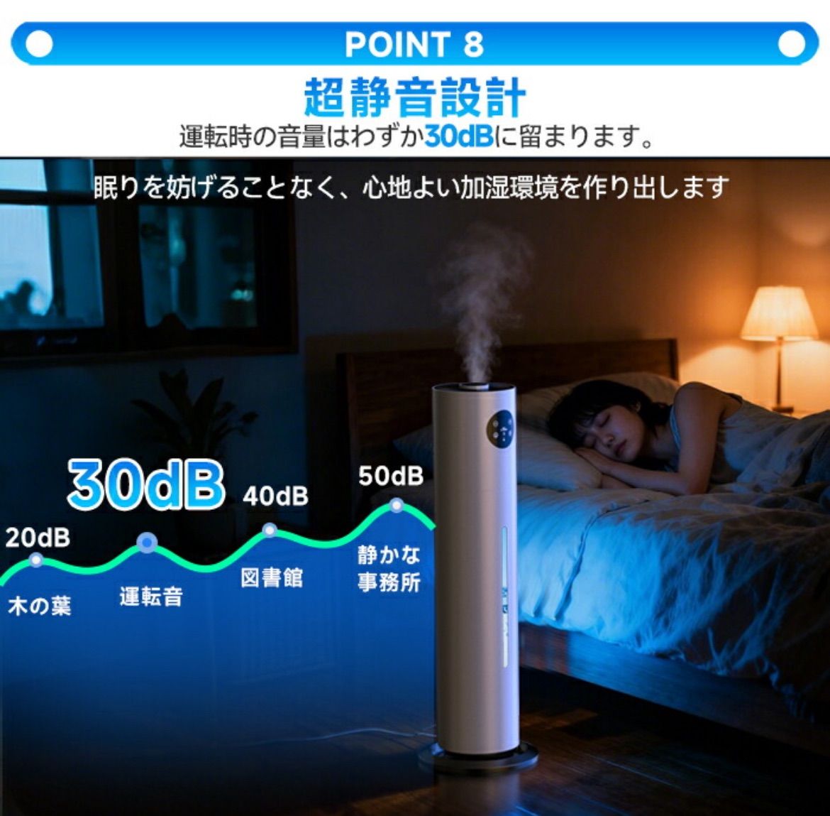 8L加湿器 UVライト除菌 最大25畳対応