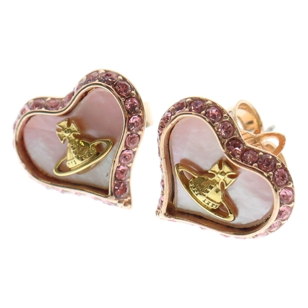 Vivienne Westwood ヴィヴィアンウエストウッド Petra ペトラ ラインストーン付き ハート オーブ スタッドピアス ピンク