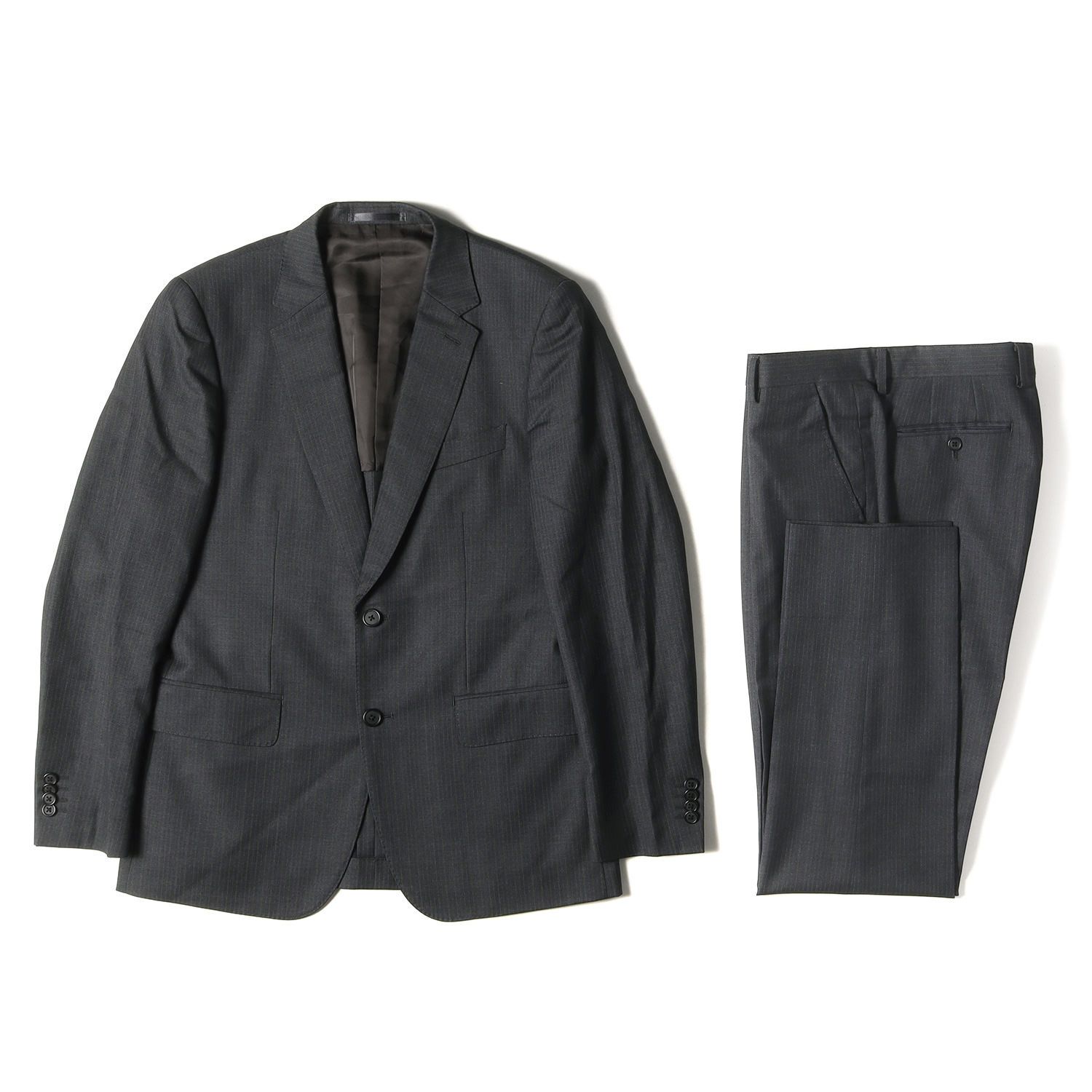 PAUL SMITH ウール シルク ストライプ スーツ ジャケット シングル