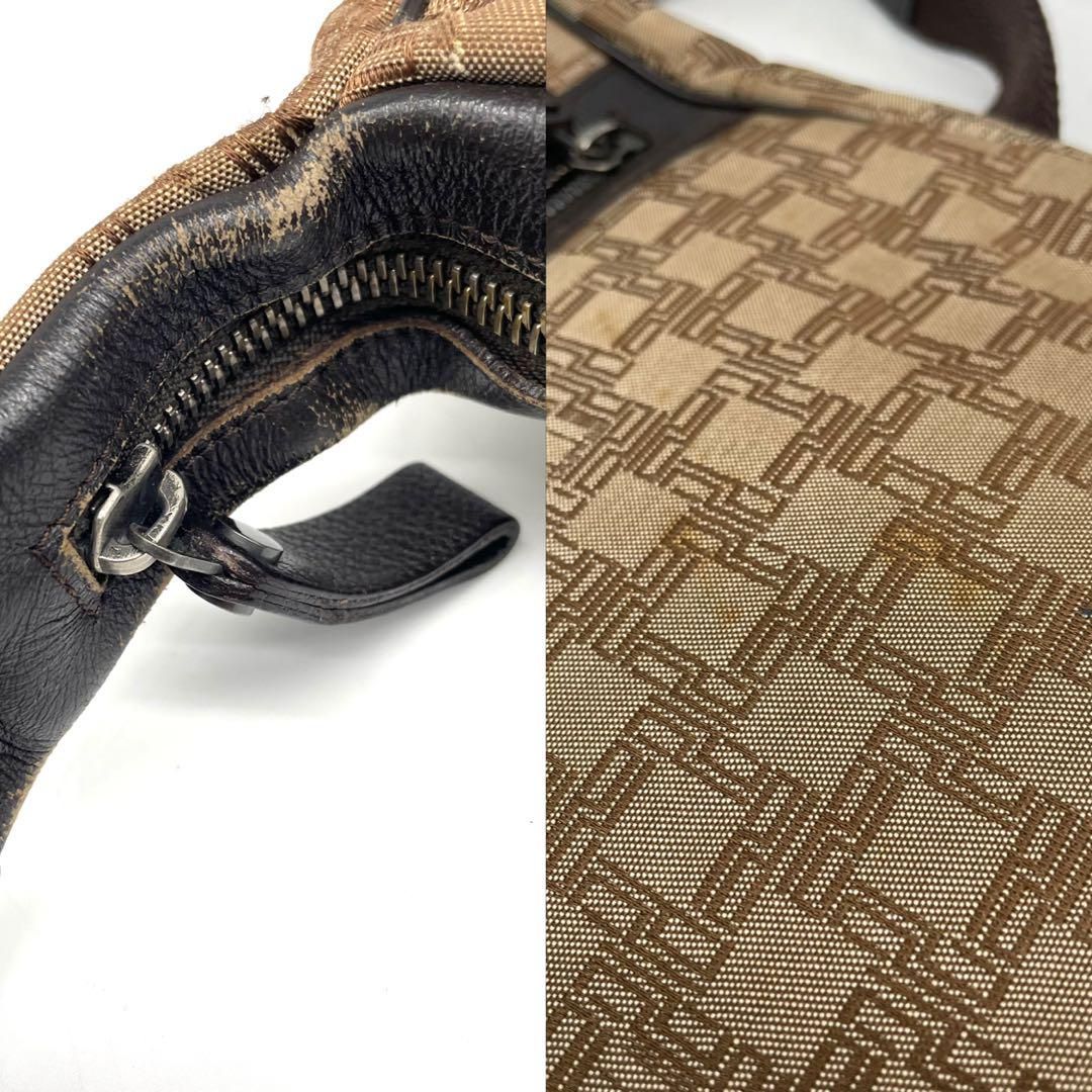 dunhill ダンヒル メッセンジャーバッグ 斜め掛け ディーエイト柄 総柄 A 4 キャンバス ベージュ 重ね着 メッセンジャーバッグ 