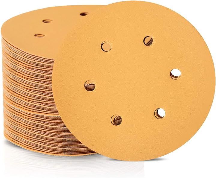 SPEEDWOX サンドペーパー サンディングペーパー φ152mm 6穴あり 丸型 100枚入り セット やすり ディスクペーパー ランダムサンダー用ペーパー エアーサンダー丸パッド用 研磨( 黄色い，  φ152mm)