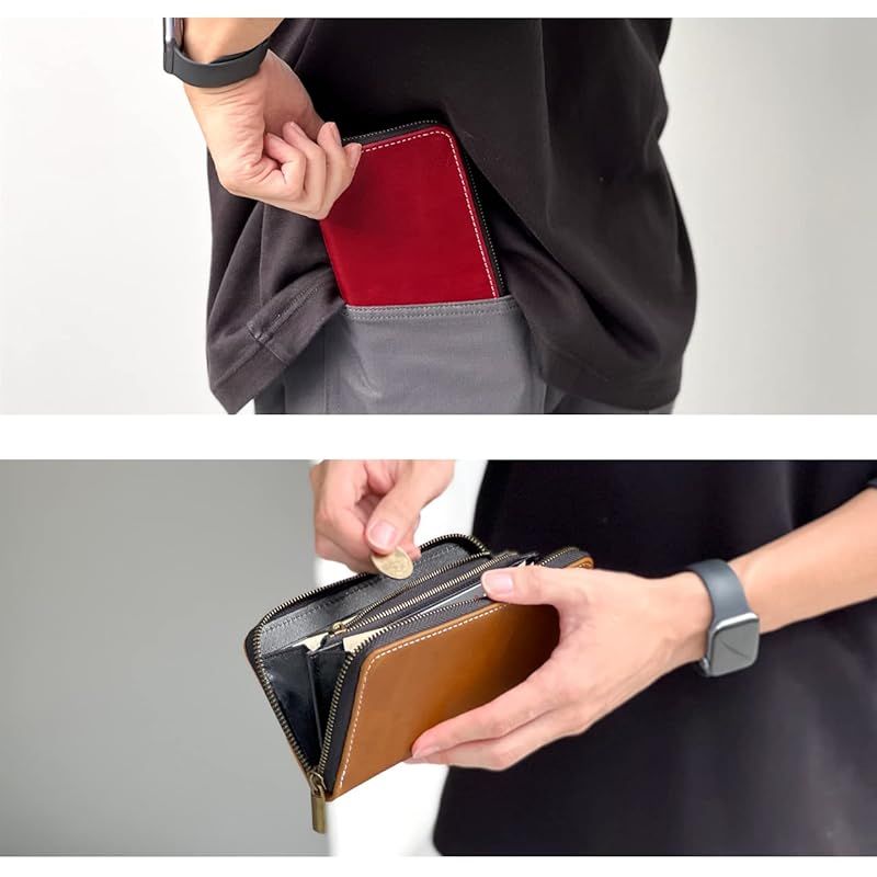 leo-aoi 財布 長財布 本革 馬革 メンズ レディース ラウンドファスナー サイフ さいふ ロングウォレット ウォレット 革 レザー ホースレザー ヌメ革 馬ヌメ クラシック ダークブラウン