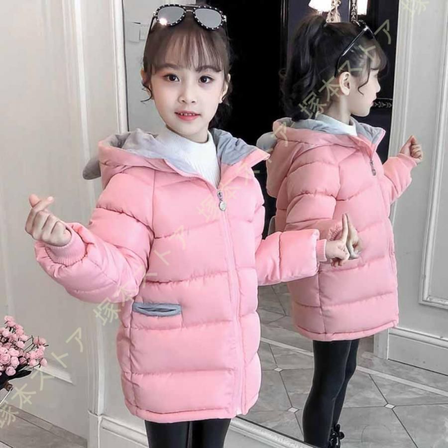 全新品  子供服 コート 女の子 ガールズ ダウンコート キッズ ダウン フードコート 厚手 ロング丈 アウタージャンパー ベビー服 耳付き かわいい おしゃれ kkk