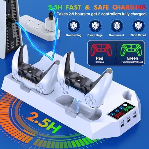 PS5ディスク|デジタル版デュアルPS5コントローラー充電器ベース
