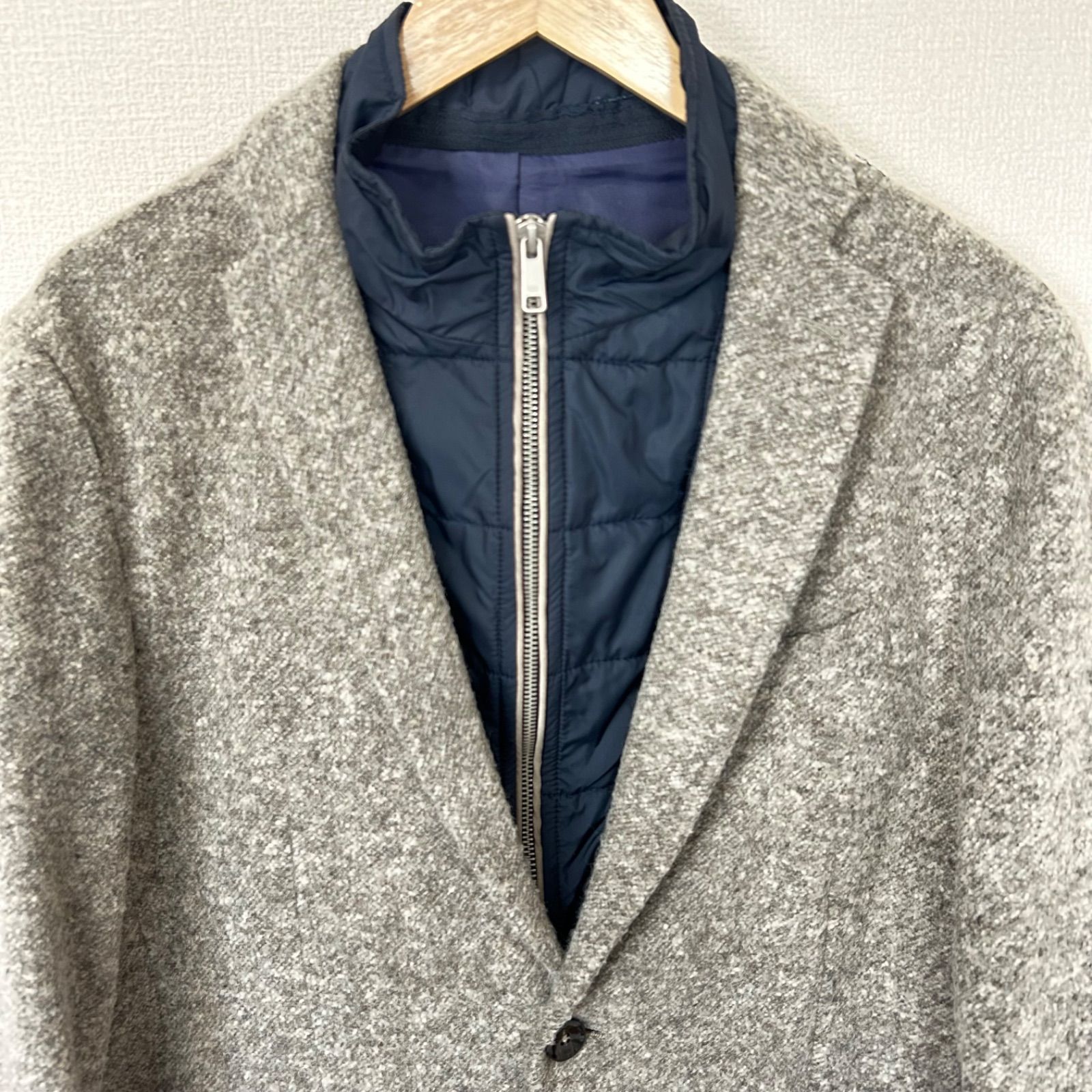 ZARA MAN ザラマン　テーラードジャケット エルボーパッチ　トリコロール w^)b ZARA MAN ザラマン ドッキング テーラードジャケット エルボー