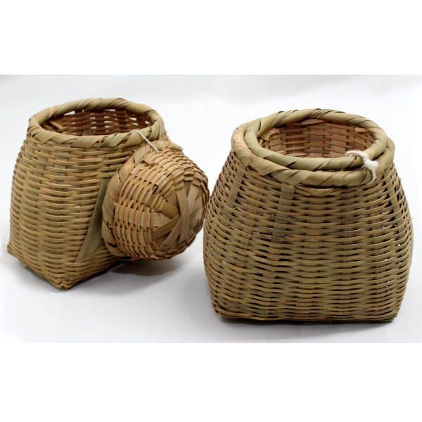2個セット 竹ビク ミニ 竹魚籠 レトロ アンティーク 竹かご ena1046