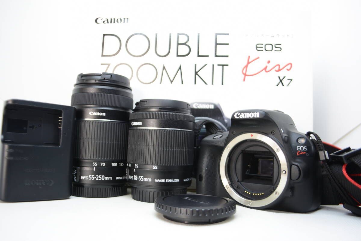 並品 Canon キャノン EOS Kiss X7 ダブルレンズセット
