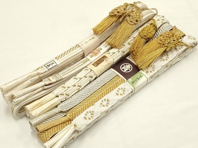 平和屋着物●和装小物 上質な帯締め5本セット 唐組 畝組 笹浪組 金銀糸 亀房付き AABB7073ay