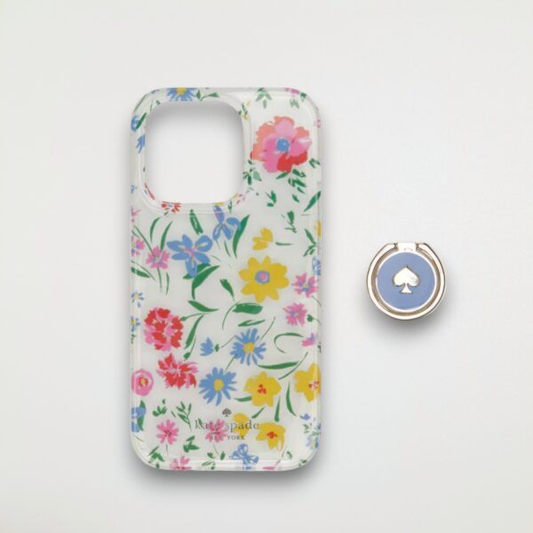 KS-420 KATE SPADE ケイトスペード iPhone14Pro対応ケース スマホリング付属 クリームマルチ KB612