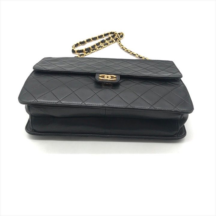 良品 CHANEL シャネル ココマーク マトラッセ ラムスキン プッシュロック チェーン ショルダー バッグ ブラック a2759 CHANEL - 良品 CHANEL シャネル ココマーク マトラッセ ラムスキン