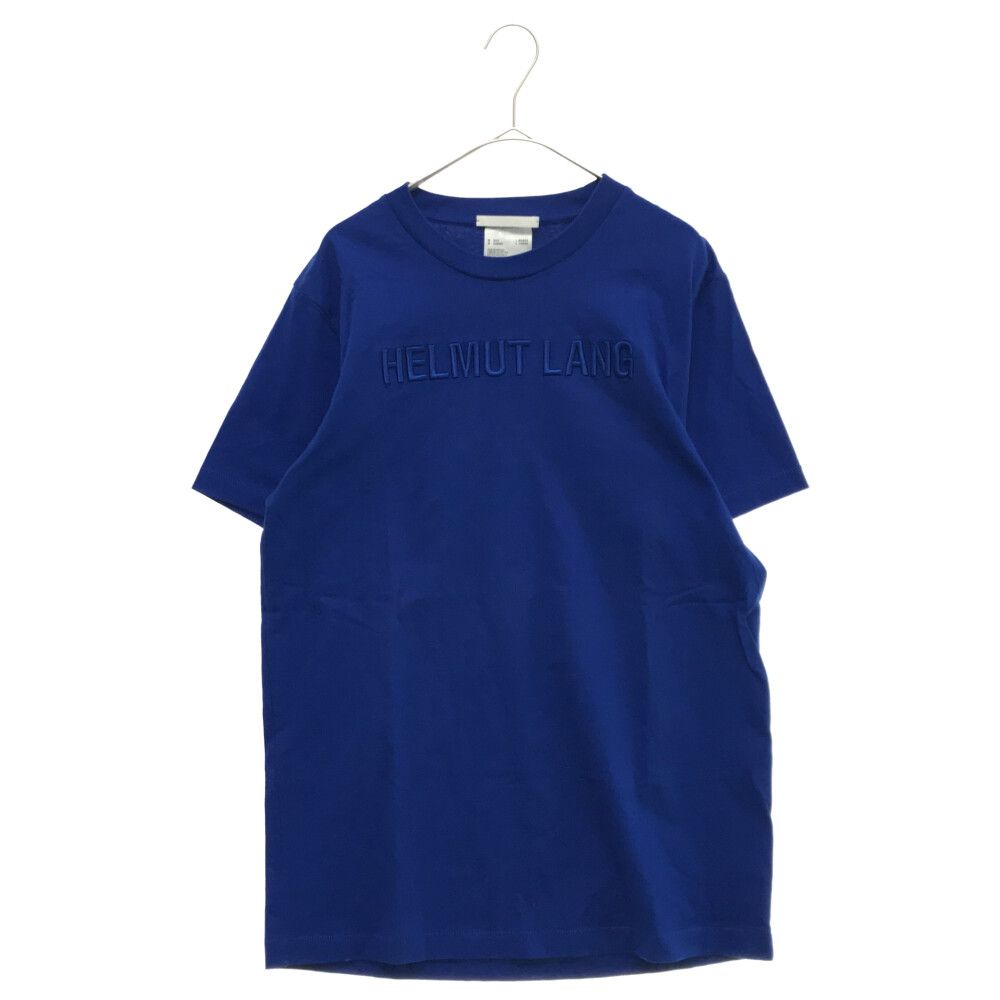 HELMUT LANG (ヘルムートラング) 立体ロゴ刺繍 クルーネック半袖Tシャツ カットソー ブルー