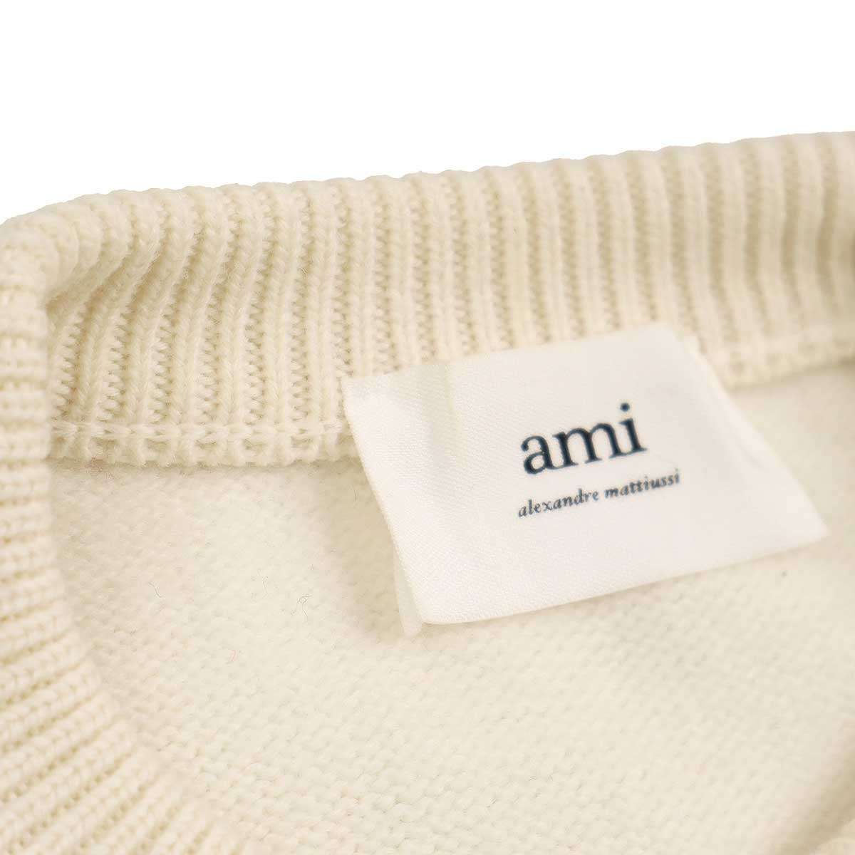 ami alexandre mattiussi アミ アレクサンドル マテュッシ 22AW AMI DE COEUR  オーバーサイズクルーネックニットセーター UKS002.018 アイボリー L - メルカリ