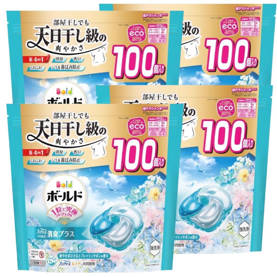 ボールド 洗濯洗剤 ジェルボール 4in1 爽やかおひさまとフレッシュサボンの香り 詰め替え 100個×4袋 レノア テラジャンボサイズ つめかえ 特大容量