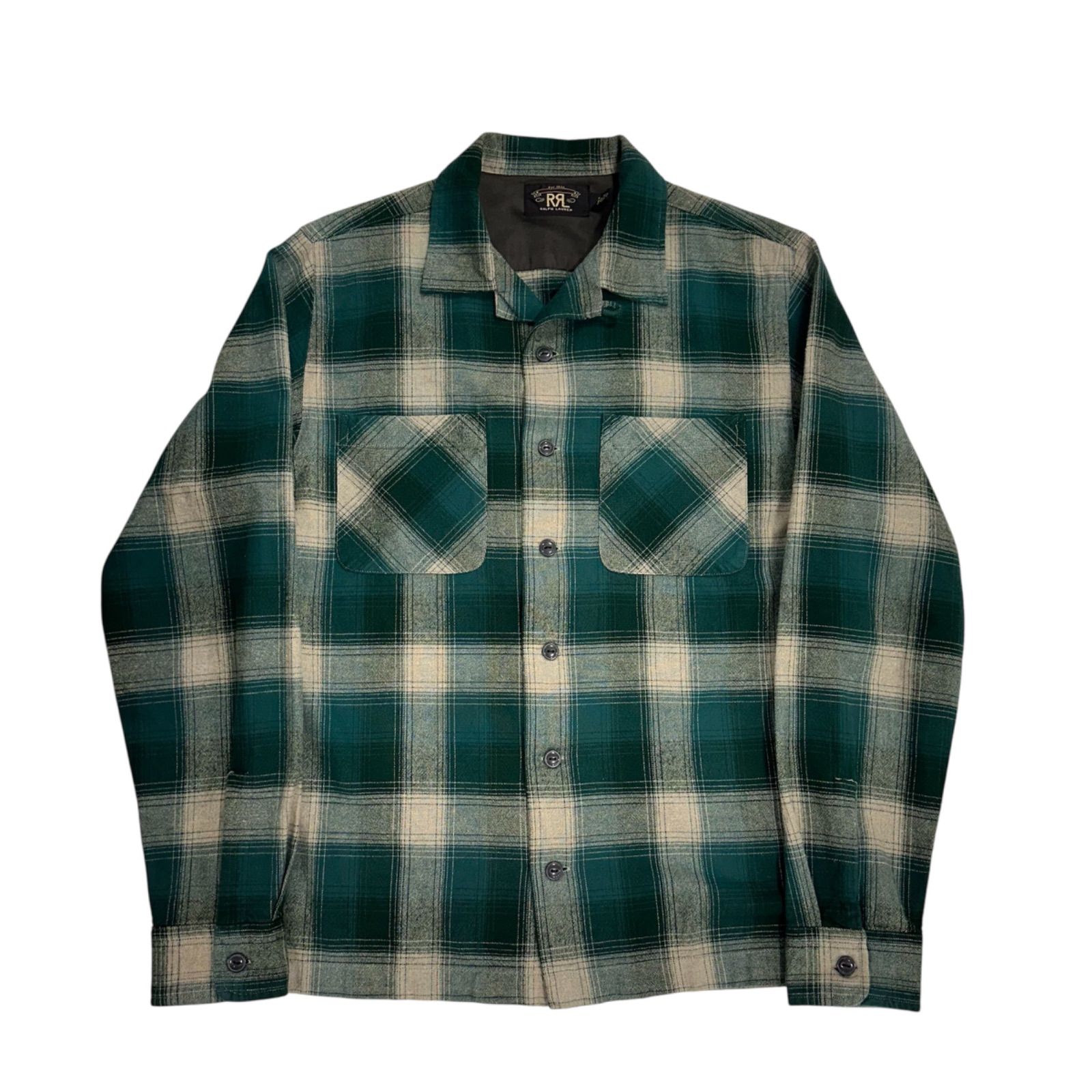 70】RRL オンブレ チェック 柄 レーヨン コットン オープン 70】RRL オンブレ チェック 柄 レーヨン コットン オープン
