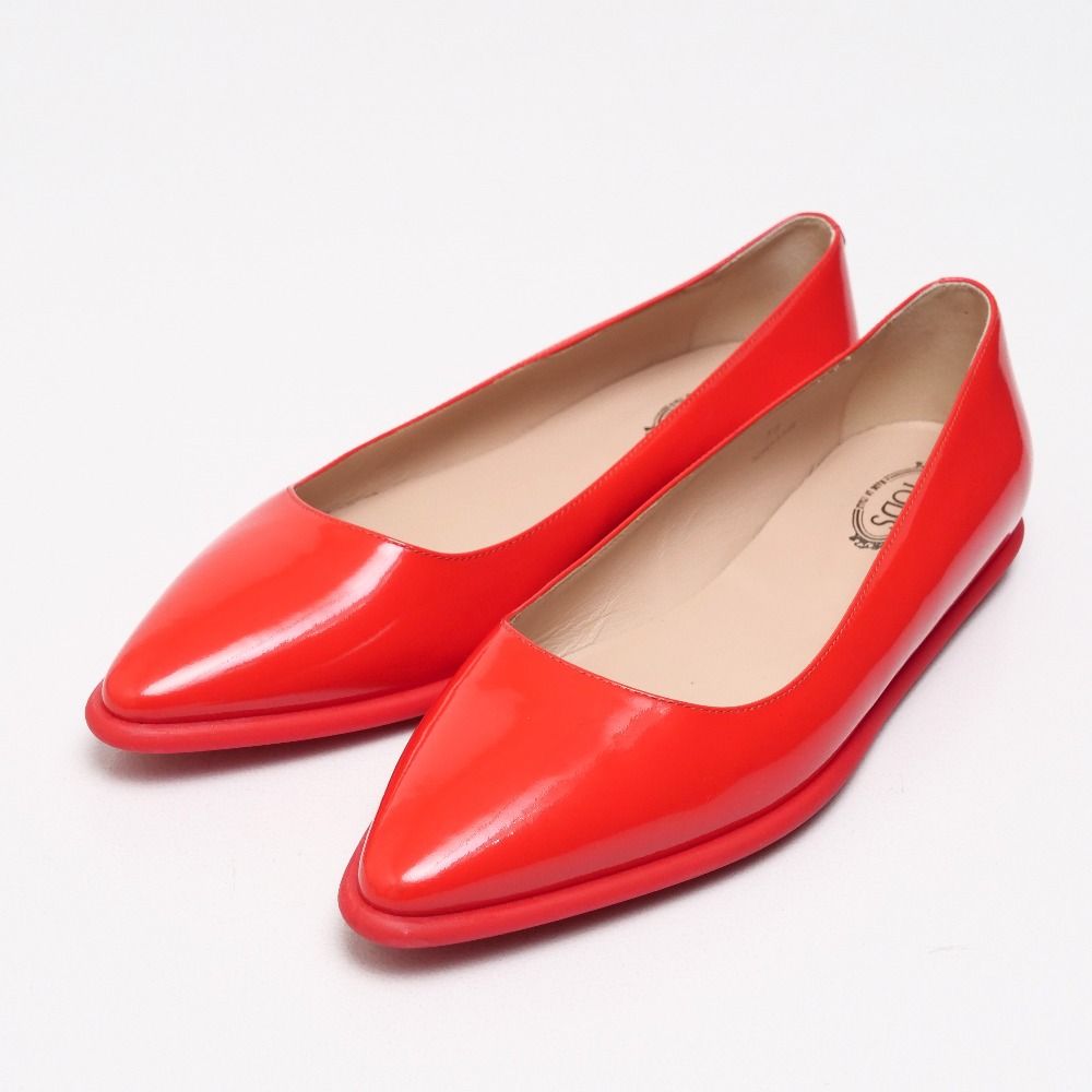 TOD’S トッズ パンプス サイズ38 フラットシューズ ポインテッドトゥ エナメル レザー 靴 イタリア製 ブランド古着 20250512|RA4646