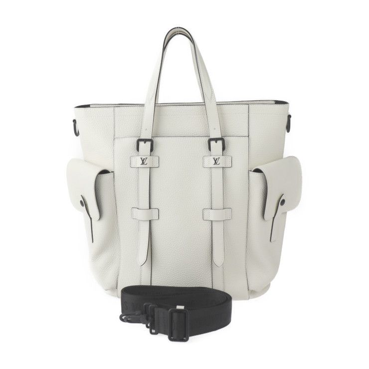 LOUIS VUITTON ルイ ヴィトン クリストファー トート トートバッグ M58477 トリヨンレザー ブロン ホワイト系 マットブラック金具 2WAY ショルダーバッグ ビトン