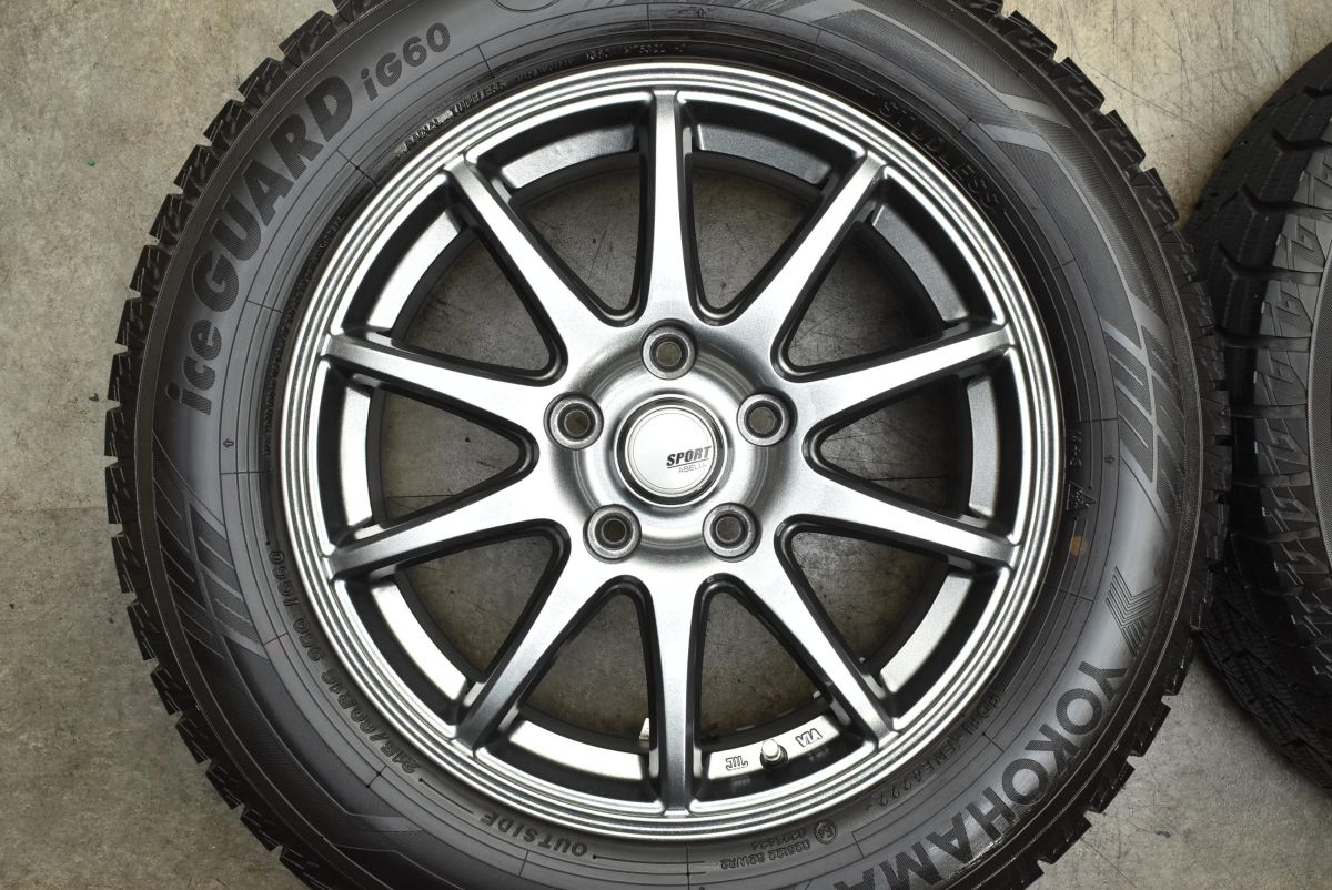 バリ溝 SPORT ABELIA 16in 6.5J 53 PCD114.3 ヨコハマ アイスガード iG60 215|60R16 カムリ エスティマ オデッセイ ヴェゼル TRITUETUBI_COM