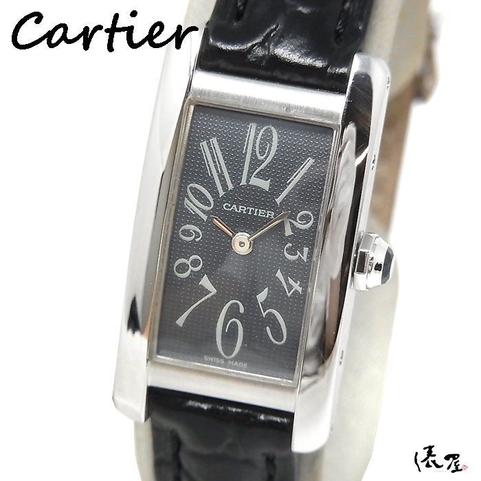 【国際保証書】カルティエ K18WG タンクアメリカン SM 希少文字盤 レディース Cartier 時計 腕時計  ホワイトゴールド【送料無料】