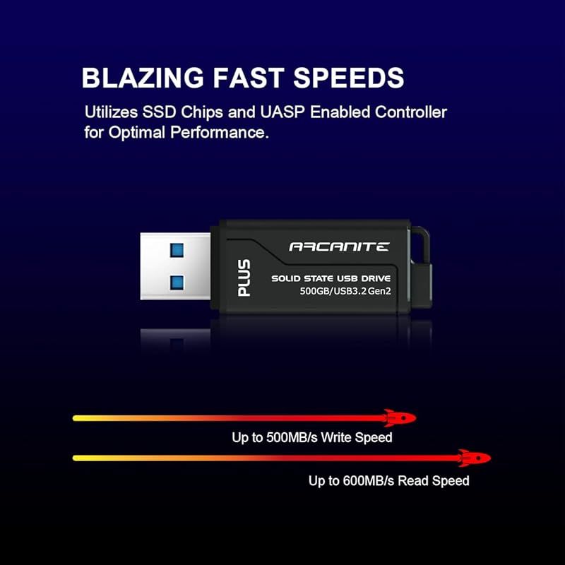 ARCANITE PLUS 500GB 外付SSD USBメモリ USB 3.2 Gen2 UASP SuperSpeed 最大読出速度600MB s 最大書込速度500MB s CHRISTIANNAURATH_COM_BR