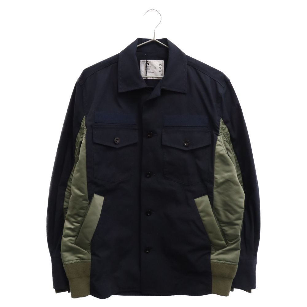 Sacai (サカイ) 21SS Cotton Oxford Nylon Twill Shirt コットン オックスフォード ナイロン ツイル シャツ  ジャケット ネイビー/カーキ SCM-040