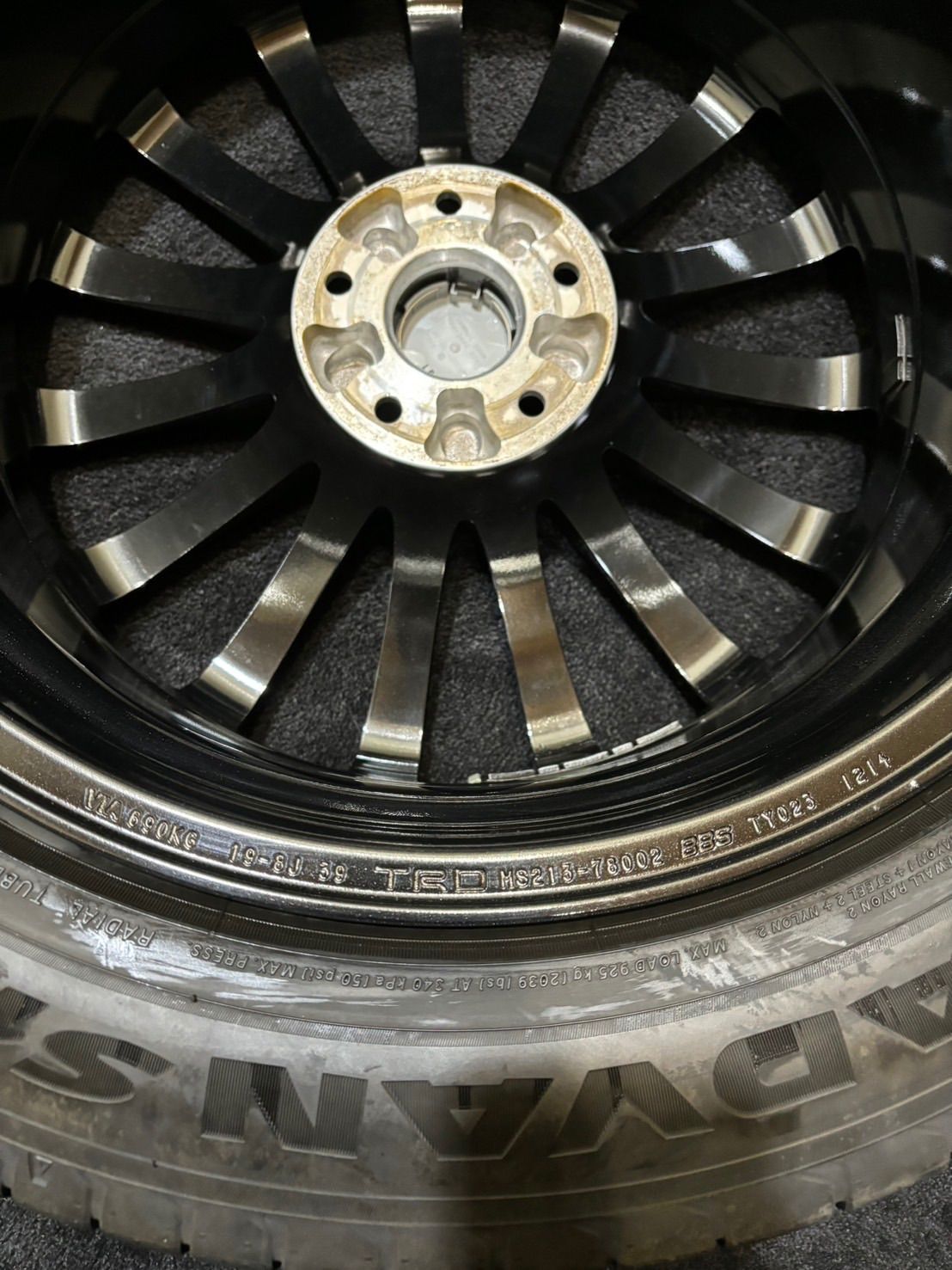 ★235/55R19 YOKOHAMA/ADVAN Sport V107 22年製 レクサス NX 純正OP TRD BBS製 19インチ 8J ＋39 114.3 5H 夏タイヤ 4本 (1-F852)