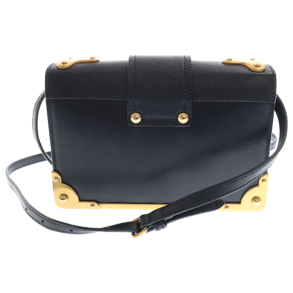 PRADA (プラダ) カイエ ショルダーバッグ ブラック レザー ゴールド  