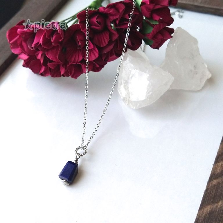 SOLD［n8］ラピスラズリ♡天然石のネックレス/ステンレス/深い青  