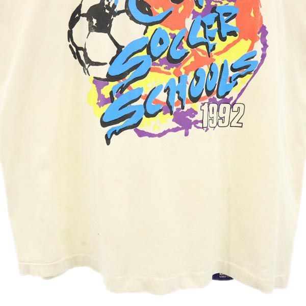 スクリーンスターズ 90s オールド USA製 サッカー 両面プリント 半袖 Tシャツ XL アイボリー系 SCREEN STARS ワールドカップ メンズ 【中古】  【230621】 メール便可