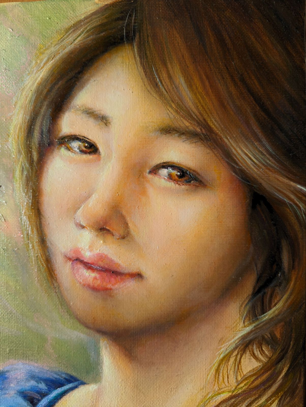 週末限定 特大サイズ 手描き油絵 人物画 (美人 女性 モデル画 油彩 