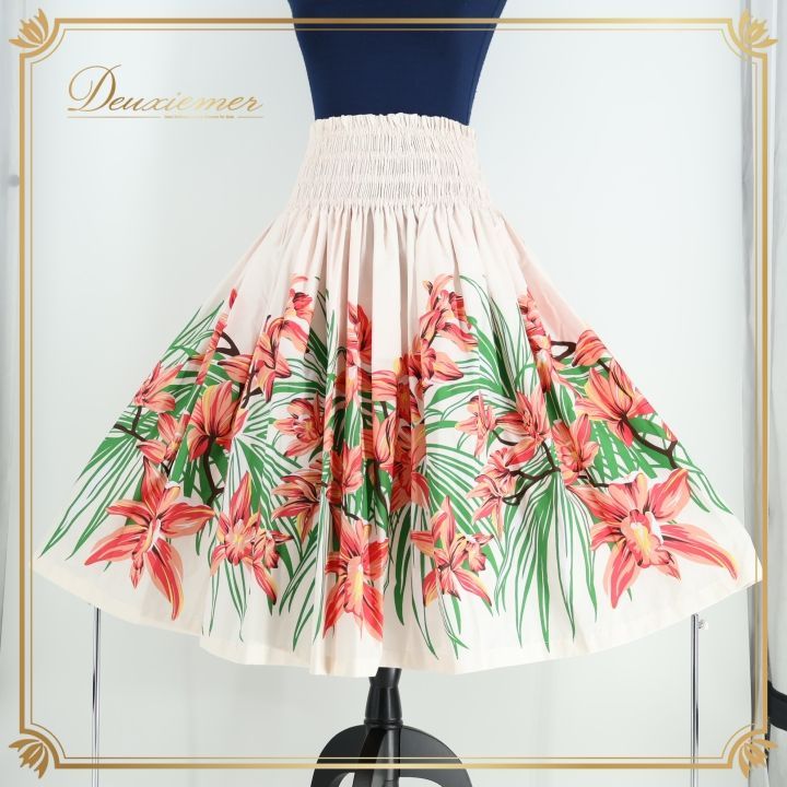 5枚セット フラダンス 用パウスカート 緑とピンクの花柄 フラダンス