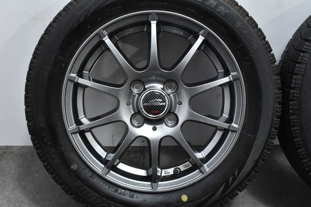 【程度良好品】シュナイダー 14in 4.5J +43 PCD100 ブリヂストン ブリザック VRX 155/65R14 N-BOX N-ONE サクラ ワゴンR タント ムーヴ