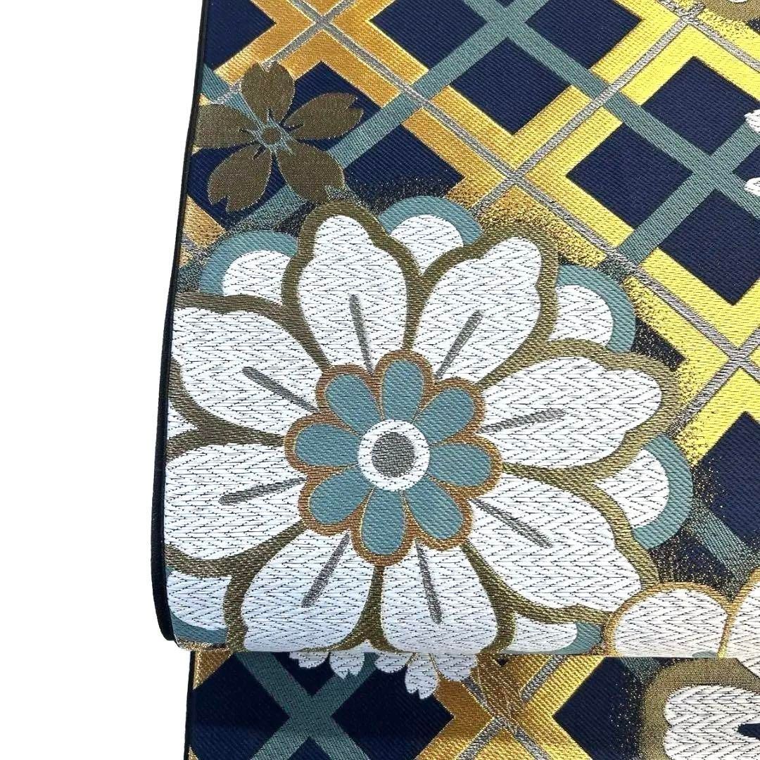 未着用 唐織 格子 花模様 金糸 袋帯 振袖帯 着物 035a p - メルカリ