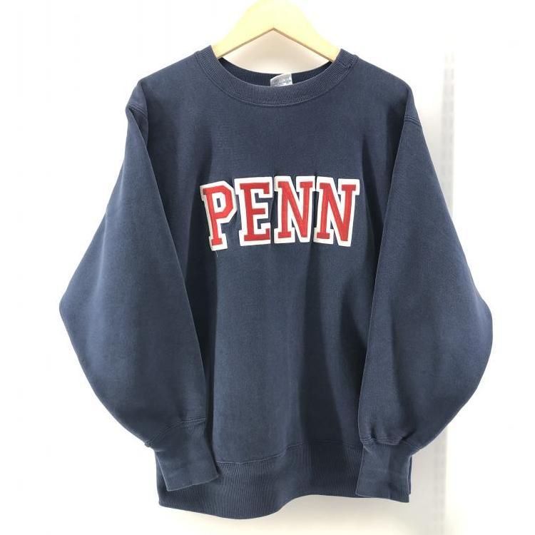 【中古】Champion 90s 刺繍タグ リバースウィーブ ペンシルバニア大学 サイズL ネイビー　チャンピオン[24]